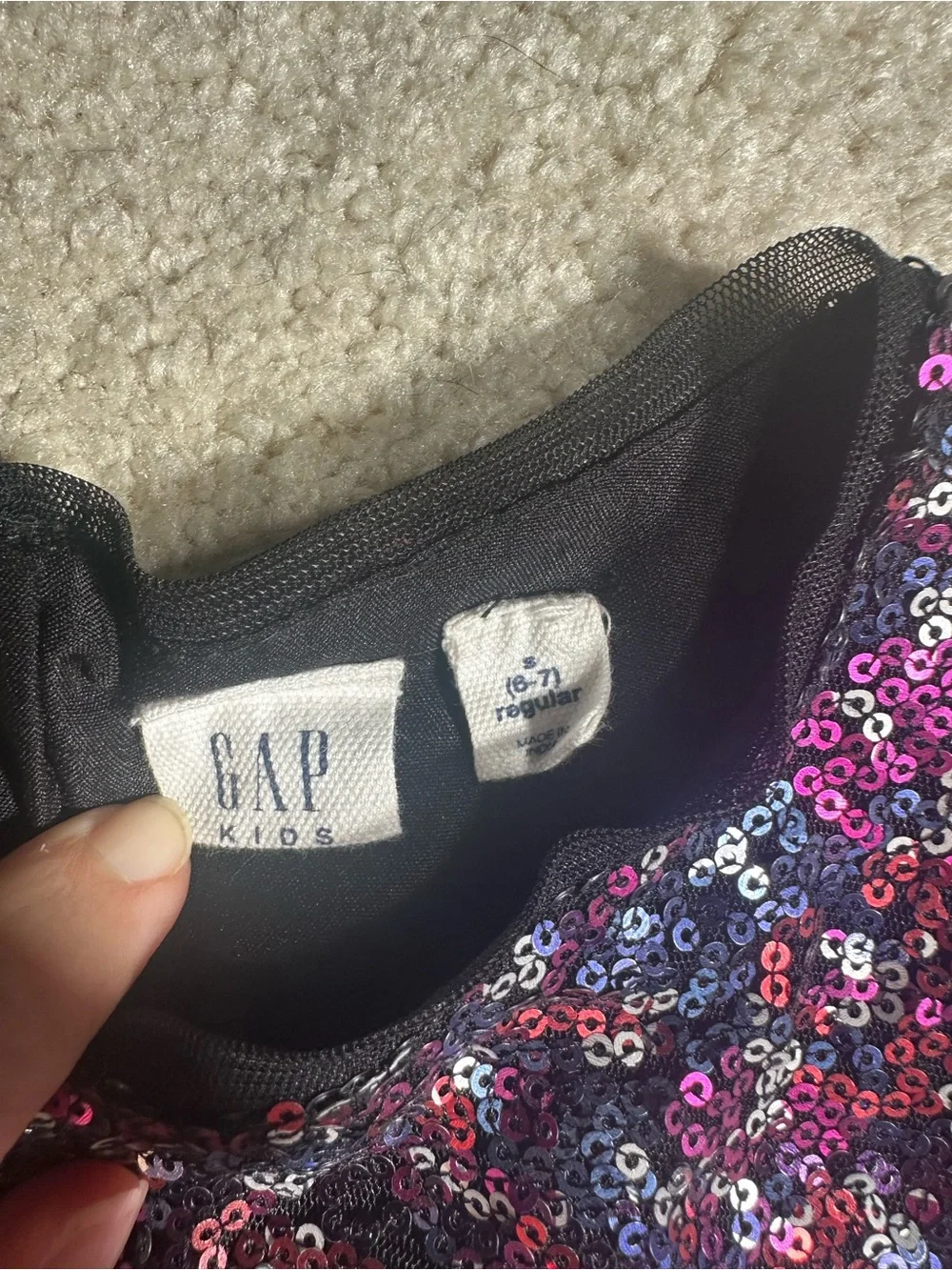 GAP Girls Short Sleeve Sequin Dress - Purple Multi